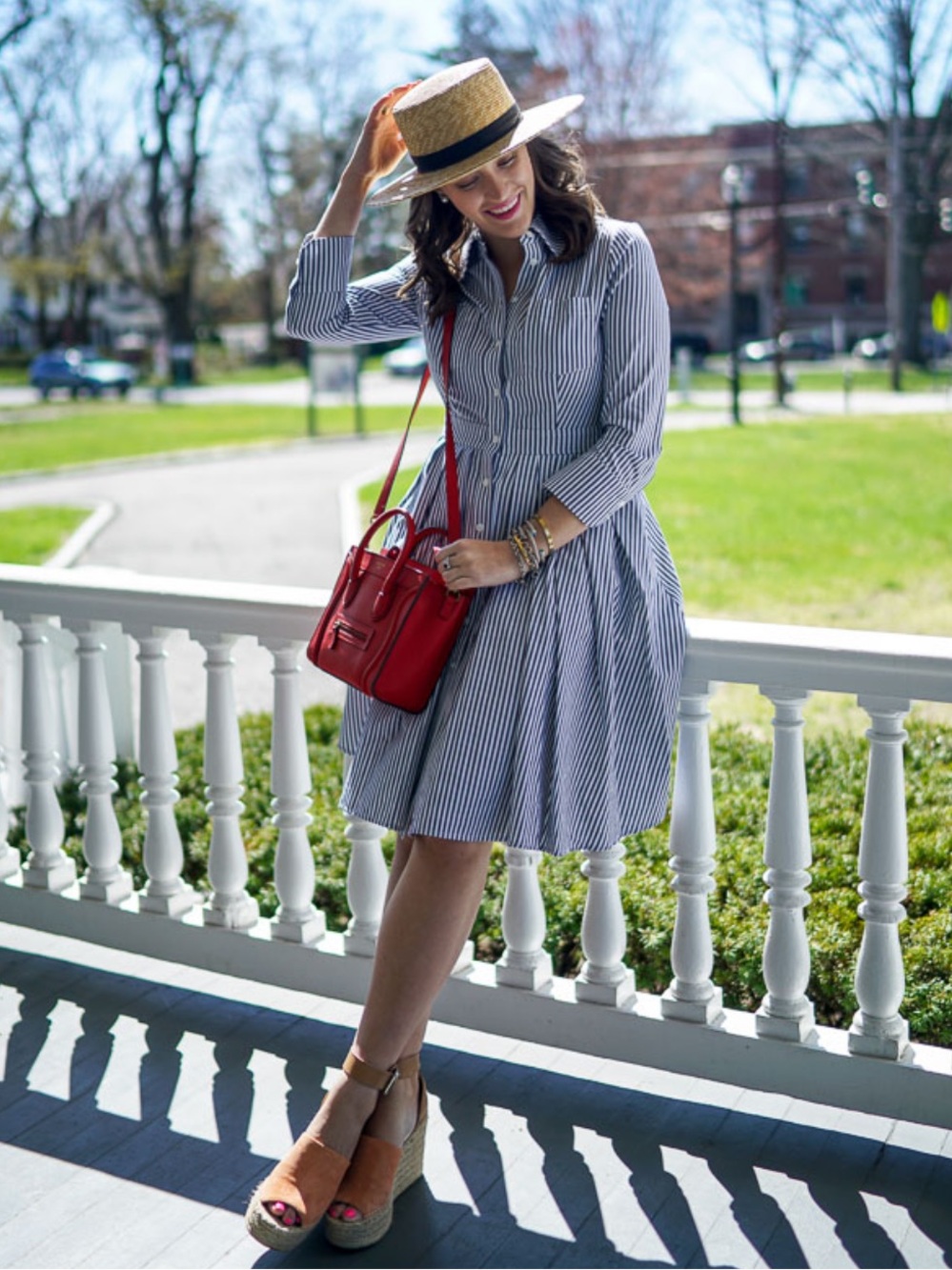 Eliza J | Blue and White Striped Midi | Dress | Cotton | 2